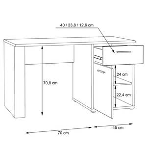 Schreibtisch Chicory Beige - Weiß - Holzwerkstoff - 130 x 74 x 60 cm