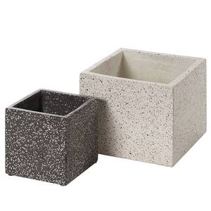 Bloembak Laure II (2-delig) terrazzo - beige/zwart