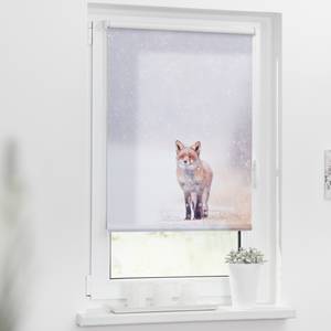 Klemmfix-Rollo Fuchs im Schnee Polyester - Weiß / Rot - 45 x 150 cm