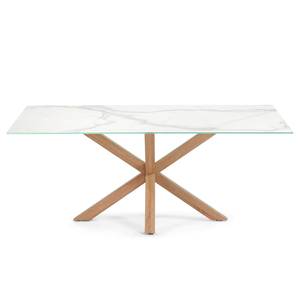 Table Akolele II Imitation marbre blanc / Imitation chêne - Largeur : 200 cm