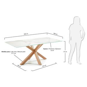 Table Akolele II Imitation marbre blanc / Imitation chêne - Largeur : 200 cm