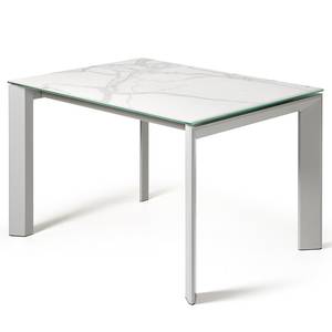 Eettafel Retie I (met uitschuiffunctie) - Wit imitatie marmer - Breedte: 120 cm - Heldergrijs