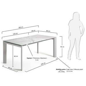 Esstisch Retie I (Mit Ausziehfunktion) - Marmor Weiß Dekor - Breite: 120 cm - Hellgrau