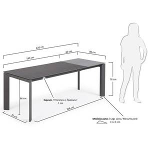 Table Retie I (Extensible) - Gris foncé - Largeur : 160 cm - Anthracite