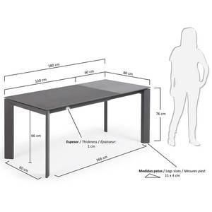 Tavolo da pranzo Retie I (allungabile) - Grigio scuro - Larghezza: 120 cm - Color antracite