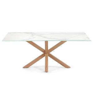 Table Akolele II Imitation marbre blanc / Imitation chêne - Largeur : 180 cm