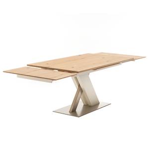 Table ET612 Chêne de poutre / Blanc - Largeur : 160 cm - Extensible