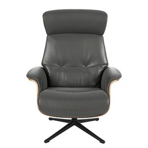 Fauteuil relax Anderson I Cuir véritable Neka : Gris - Noir - Chêne