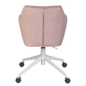 Chaise de bureau pivotante NICHOLAS Tissu / Métal - Velours Vilda: Rose vieilli - Blanc