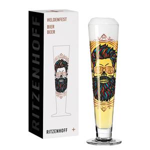 Bierglas Heldenfest Hipster Kristallglas - Transparent / Schwarz - Fassungsvermögen: 0.39 L