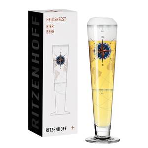 Bierglas Heldenfest Kompass Kristallglas - Transparent / Platin - Fassungsvermögen: 0.39 L