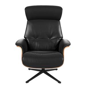 Fauteuil relax Anderson I Cuir véritable Neka : Noir - Noir - Noyer