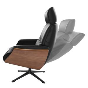 Fauteuil relax Anderson I Cuir véritable Neka : Noir - Noir - Noyer