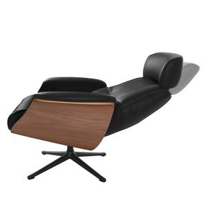 Fauteuil relax Anderson I Cuir véritable Neka : Noir - Noir - Noyer