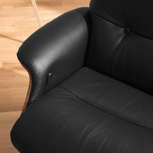 Fauteuil relax Anderson I Cuir véritable Neka : Noir - Noir - Noyer