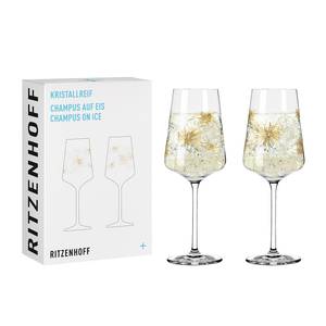 Flûtes à champagne Cristal (lot de 2) Verre cristallin - Doré / Blanc - Contenance : 0,4 L