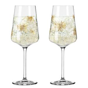 Flûtes à champagne Cristal (lot de 2) Verre cristallin - Doré / Blanc - Contenance : 0,4 L