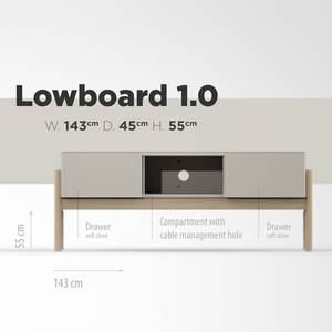 TV-Lowboard Cooby I Muschelweiß / Eiche Hell