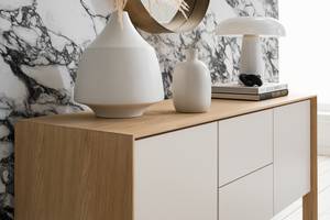 Sideboard Maayka I Eiche teilmassiv - Mushroom Creme / Eiche Hell