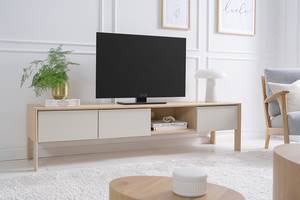 Tv-meubel Maayka II deels massief eikenhout - wit/licht eikenhout