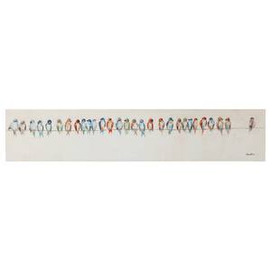 Quadro Touched Birds Meeting Beige - Tessuto / Legno massello - 30 x 150 cm