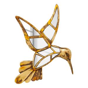 Muurdecoratie Hummingbird Mirror goudkleurig - glas/steen
