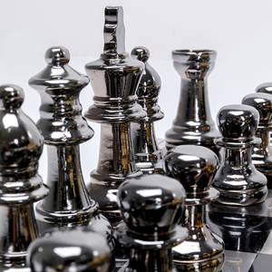 Sierobject Chess goudkleurig -metaal/steen/verwerkt hout - 60 x 60 cm