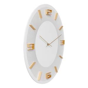 Horloge murale Leonardo Blanc / Doré - Métal / Bois manufacturé / Matière plastique - Blanc / Doré