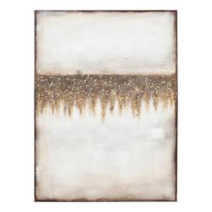Acrylbild Abstract Fields Gold - Textil / Massivholz - 120 x 90 cm