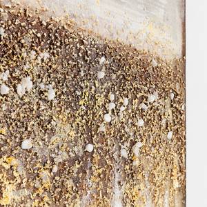 Acrylbild Abstract Fields Gold - Textil / Massivholz - 120 x 90 cm
