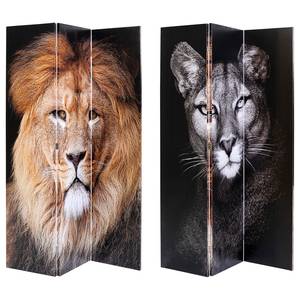 Paravent King Lion vs. Cat Girl Mehrfarbig - Massivholz  / Kunststoff - 120 x 180 cm