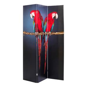 Paravent Twin Parrot vs Cute Colibri Mehrfarbig - Massivholz  / Kunststoff - 120 x 180 cm