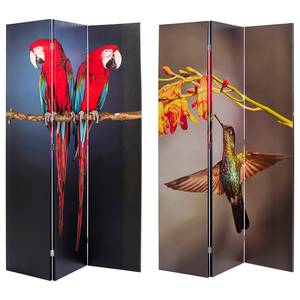 Paravent Twin Parrot vs Cute Colibri Mehrfarbig - Massivholz  / Kunststoff - 120 x 180 cm