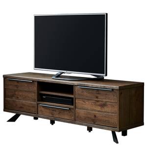 Tv-meubel Berck fineerlaag van echt hout - gerookt eikenhout/zwart