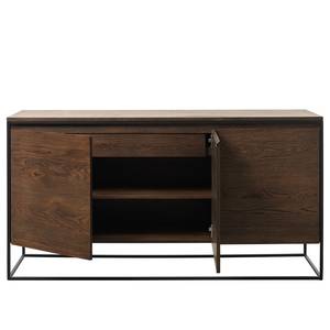 Sideboard Ratho Echtholzfurnier / Metall - Eiche Dunkel