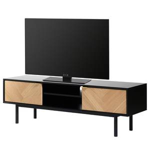 Tv-meubel Charlo fineerlaag van echt hout - eikenhout/zwart