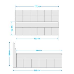 Lit boxspring Casa View Gris foncé - 160 x 200cm - D2 souple