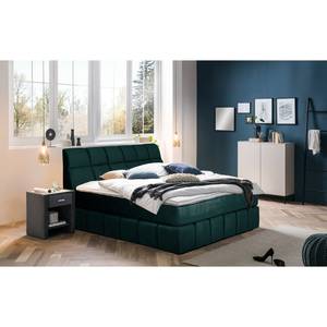 Lit boxspring Casa View Bleu pétrole - 160 x 200cm - Matelas double D2/D3