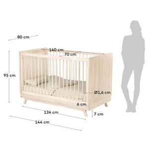 Lit bébé Maralis Beige - Bois massif - 80 x 95 x 144 cm