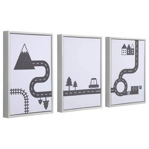 Wandbild-Set Nisi (3-teilig) Weiß - Holzwerkstoff - 30 x 42 x 4 cm