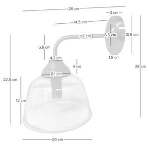 Wandlamp Fauna ijzer/transparant glas - 1 lichtbron