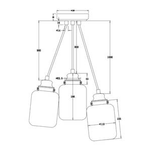 Suspension Ferna Acier / Verre transparent - 3 ampoules