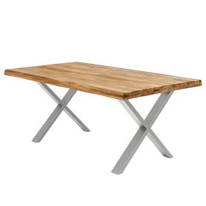 Eettafel Alessia Breedte: 160 cm - Zilver - X-vorm - Rechte rand