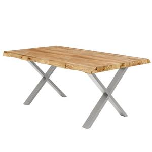 Table Alessia Largeur : 200 cm - Argenté - Forme en X - Bord d'arbre