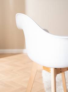 Chaise à accoudoirs Peel Matière plastique / Hêtre massif - Blanc