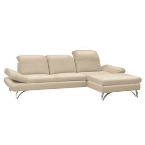 Ecksofa Buin Echtleder - Echtleder Canela: Hellbeige - Longchair davorstehend rechts