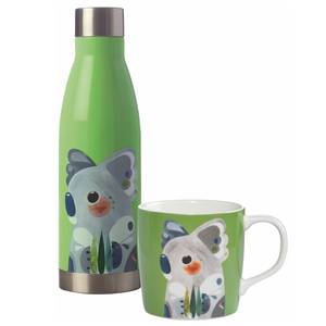 Drink-Set Koala (2-teilig) Porzellan / Edelstahl - Mehrfarbig