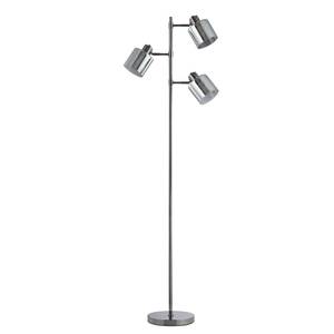 Staande lamp KOLIND 3 lichtbronnen Glanzend grijs metaal/Rookglas