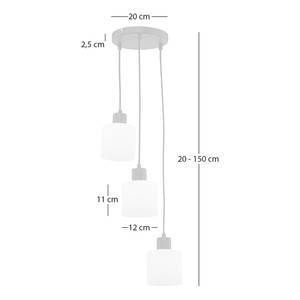 Suspension KOLIND 3 ampoules Noir métal / Verre blanc opalin