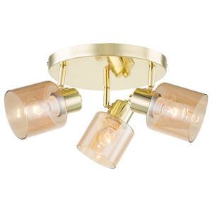 Plafondlamp 3 lichtbronnen Glanzend goudkleurig metaal/Amberkleurig glas